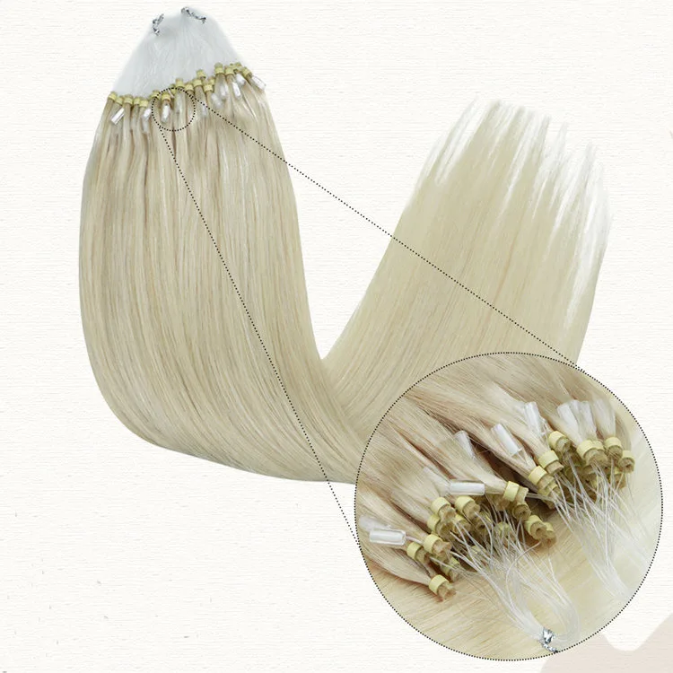 FH Factory Directly Sale Micro Ring Hair Extensions 100% Russia Remy Human Hair Double Drawn Micro Ring Hair Extensions
