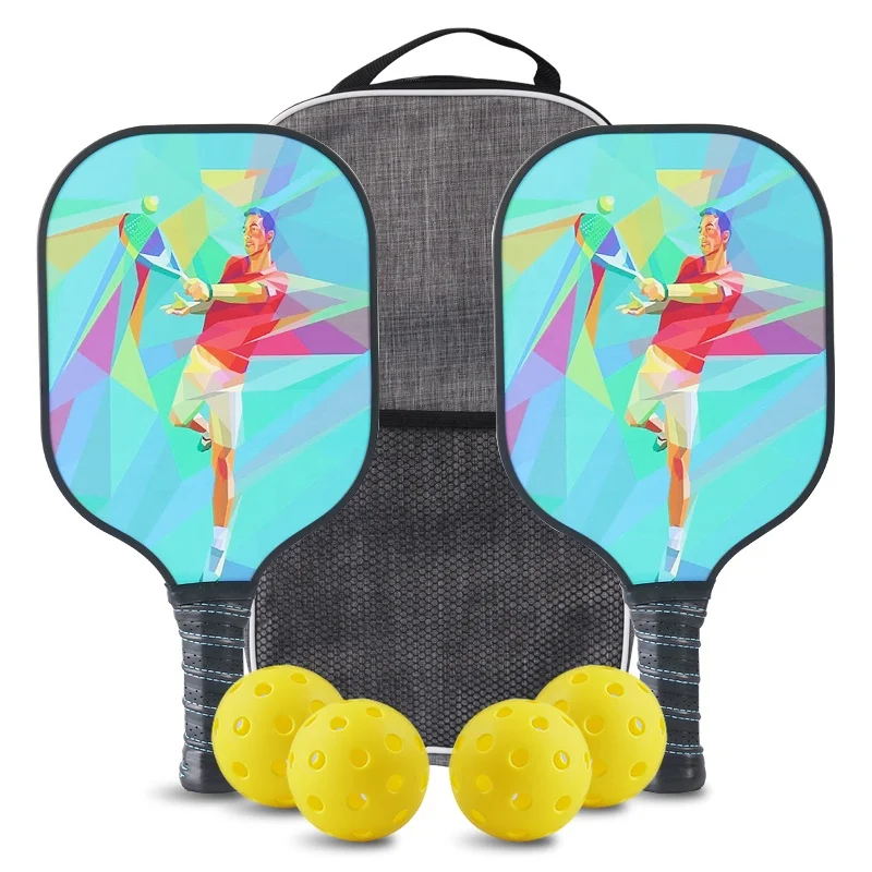 Pickleball Paddles Pickleball Racquets Set of 2 Honeycomb Composite Core Pickleball Rackets With 4 Balls and Portable Carry Bag