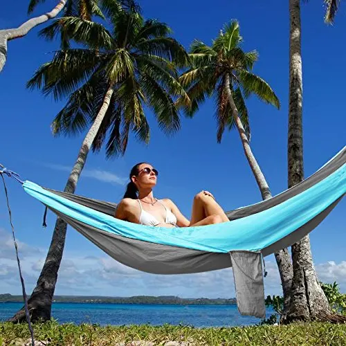 Portable Indoor Outdoor Camping Hammock with 2 Hanging Straps/Lightweight Nylon Parachute Hammocks for Backpacking