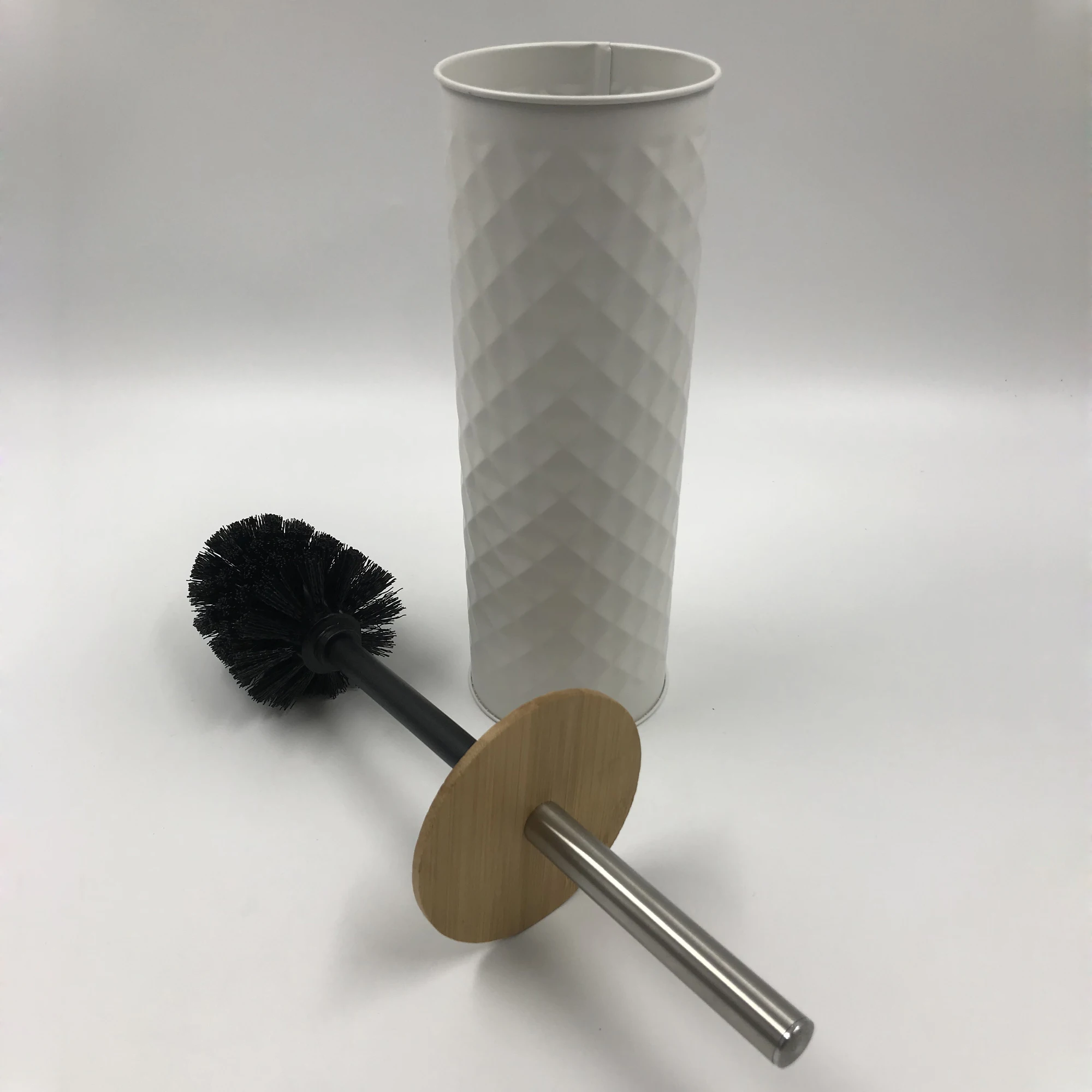 
Special Hot Selling New design Bamboo Lid Toilet Holders Toilet Brush Bathroom Set 