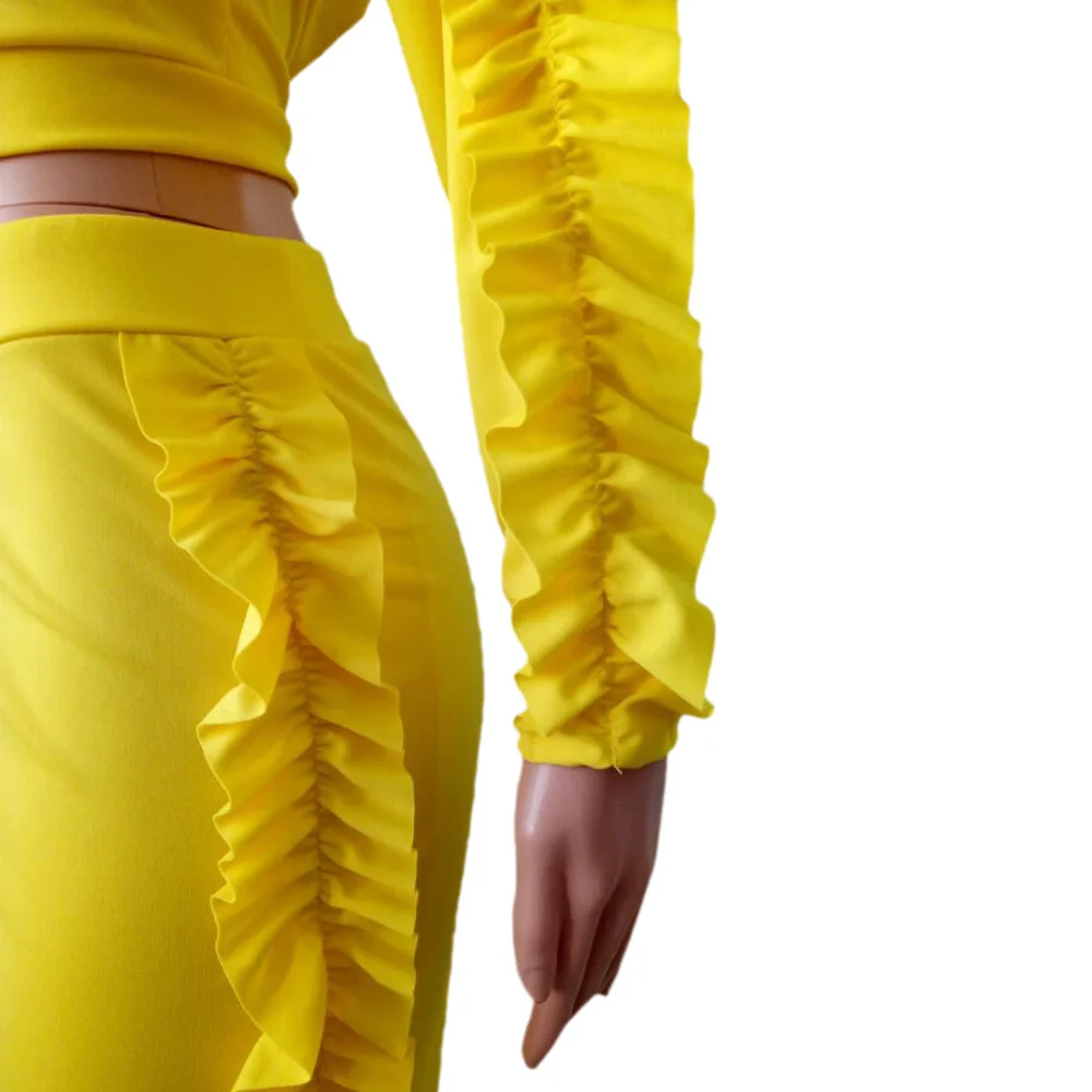 Модный новейший дизайн на заказ, Осень-зима, комплект из 2 предметов, укороченный Топ с длинным рукавом и толстовка, женский спортивный костюм