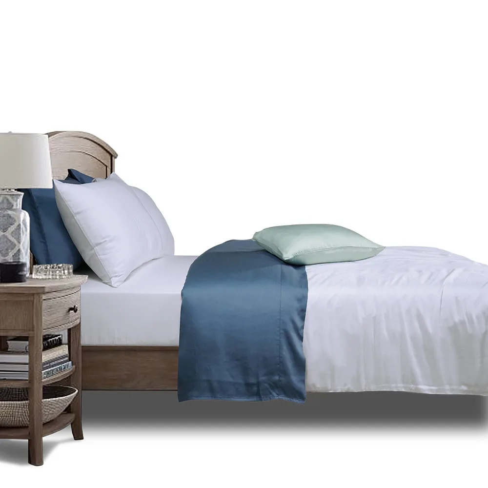 Eucalyptus Lyocell Bed Sheets Tencel Fitted Sheets Plain Bedsheet 2022 With Silk Pillowcase Custom Bedding Set