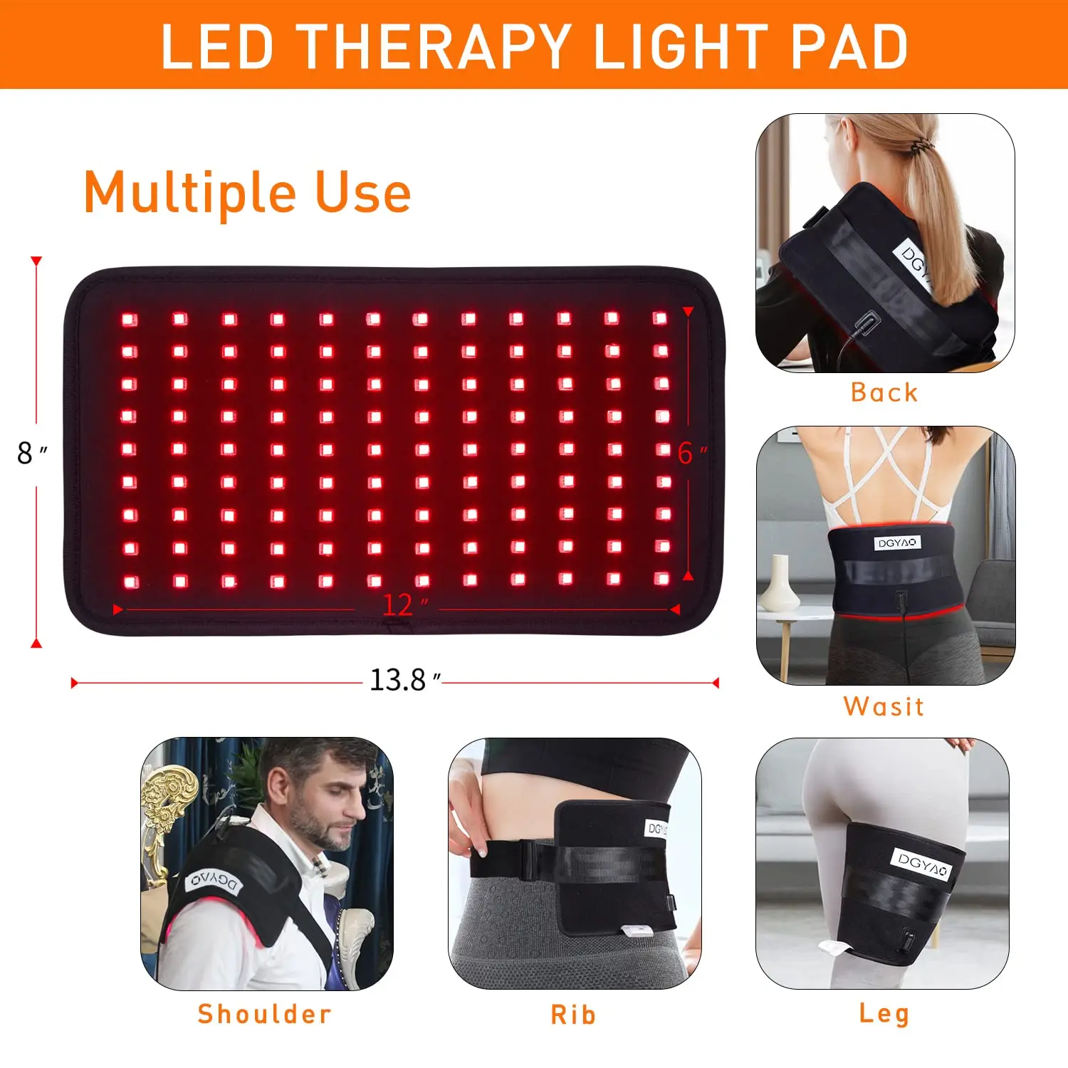 DGYAO Laser Lipo Weight Loss Pain Relief Back Waist Belt Wrap Pulse Led Infrared Red Light Therapy Belt