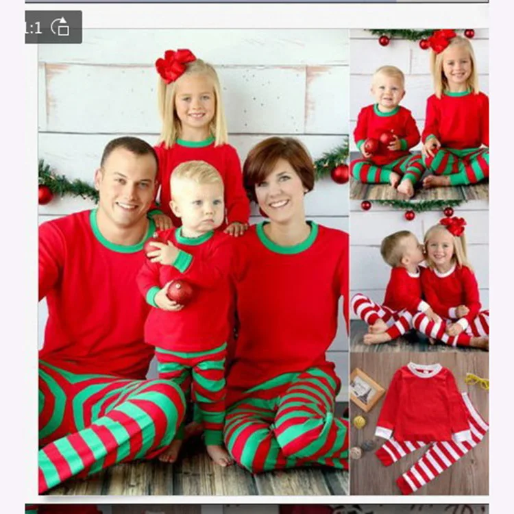 Xmas pajamas homewear 2pcs set blank stripe kids family christmas pyjama