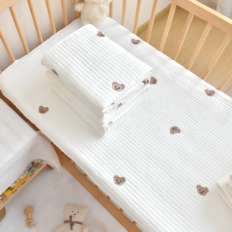 INS Nordic Korea  design 100% Organic Cotton Standard embroid Crib Toddler Mattresses Baby Fitted Crib Sheet