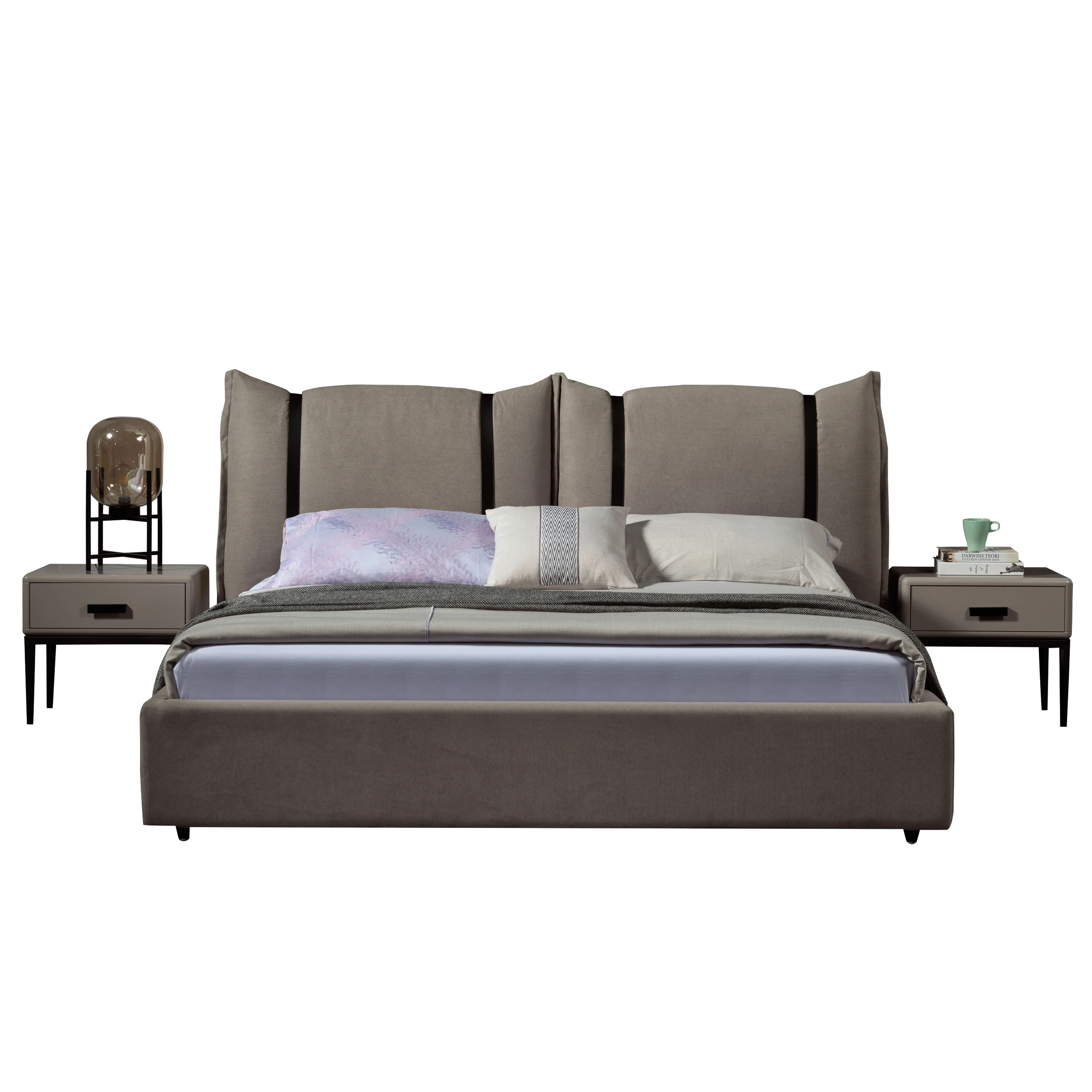 Современная Деревянная двойная мягкая мебель для спальни, кровать большого размера