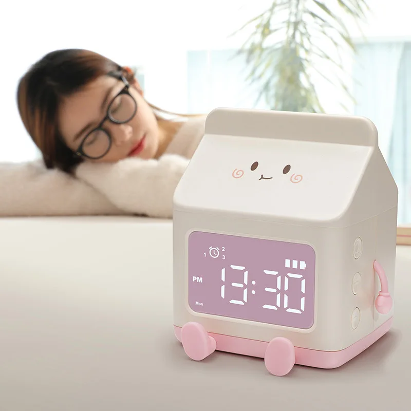 Kawaii Smart Control LED Alarm Clock for Kids USB-Powered ABS Material Sleep Training Device for Boys & Girls for Desktop Use