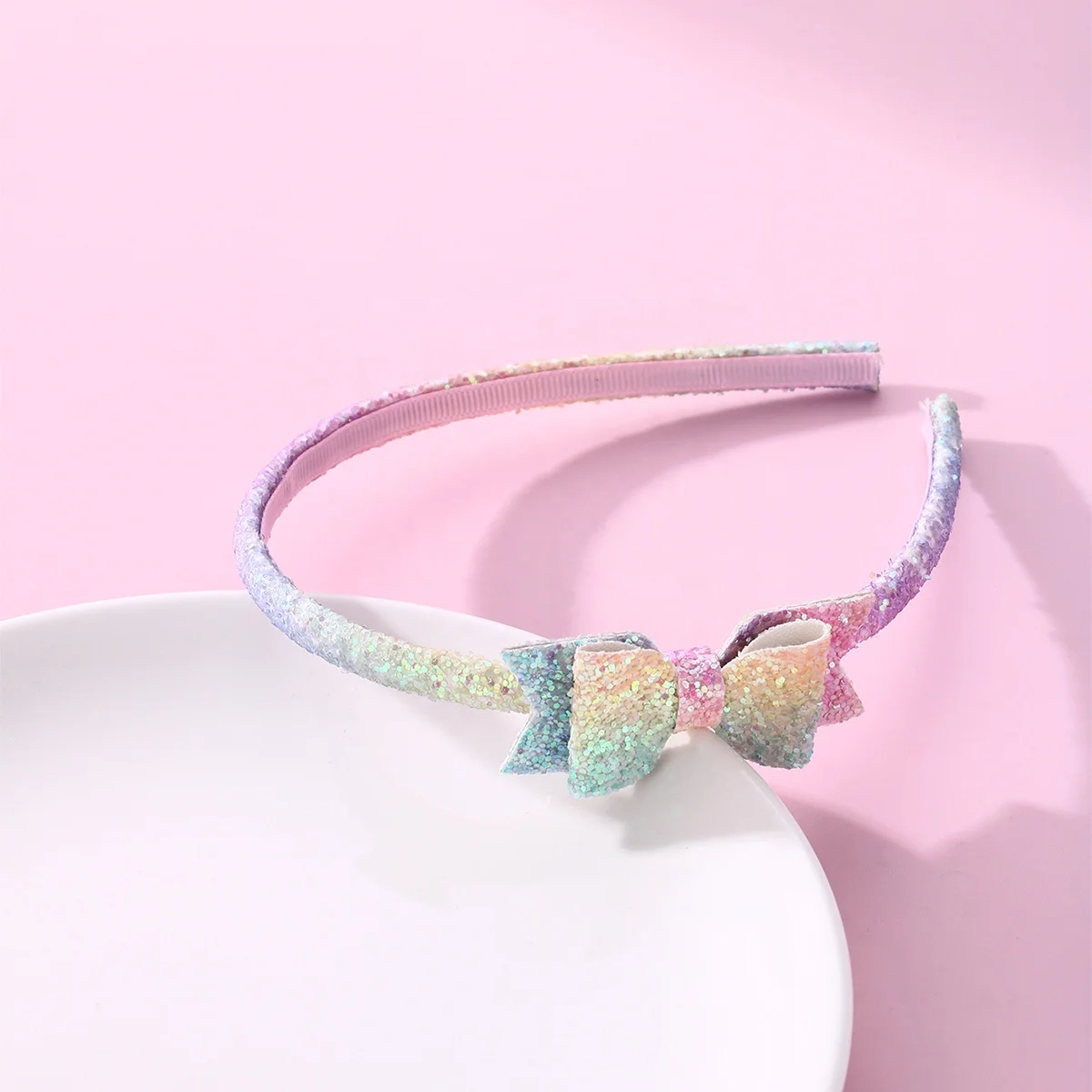 Wholesale Cute Girl Hair Accessories Flash Powder Candy Color Love Cartoon Bow Hair Bands Headband for Kids