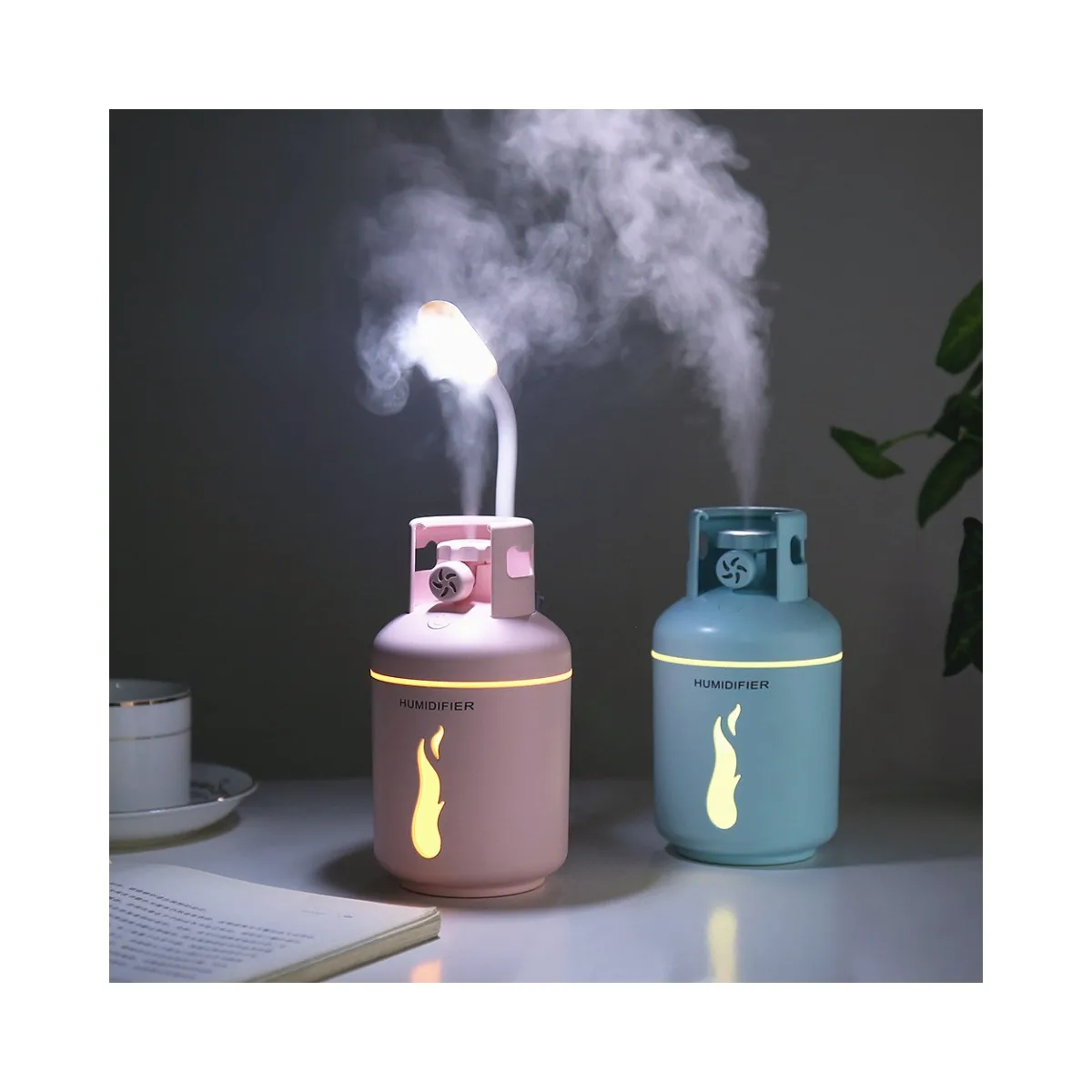 Gas Can Aroma Diffuser Humidifier 300ml Connect Mini Fan Light Tabletop Essential Oil Aromatherapy Scent Plastic USB Humidifier