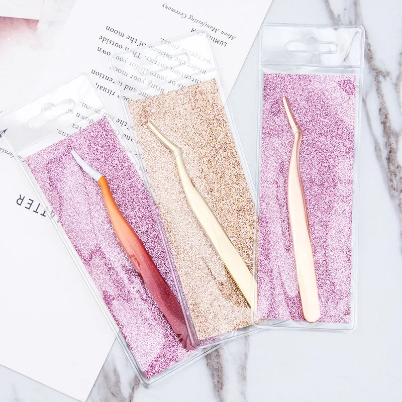 3D mink own brand Eyelash Applicator, New Fashion Stainless Steel lashes tool rose gold eyelash tweezers