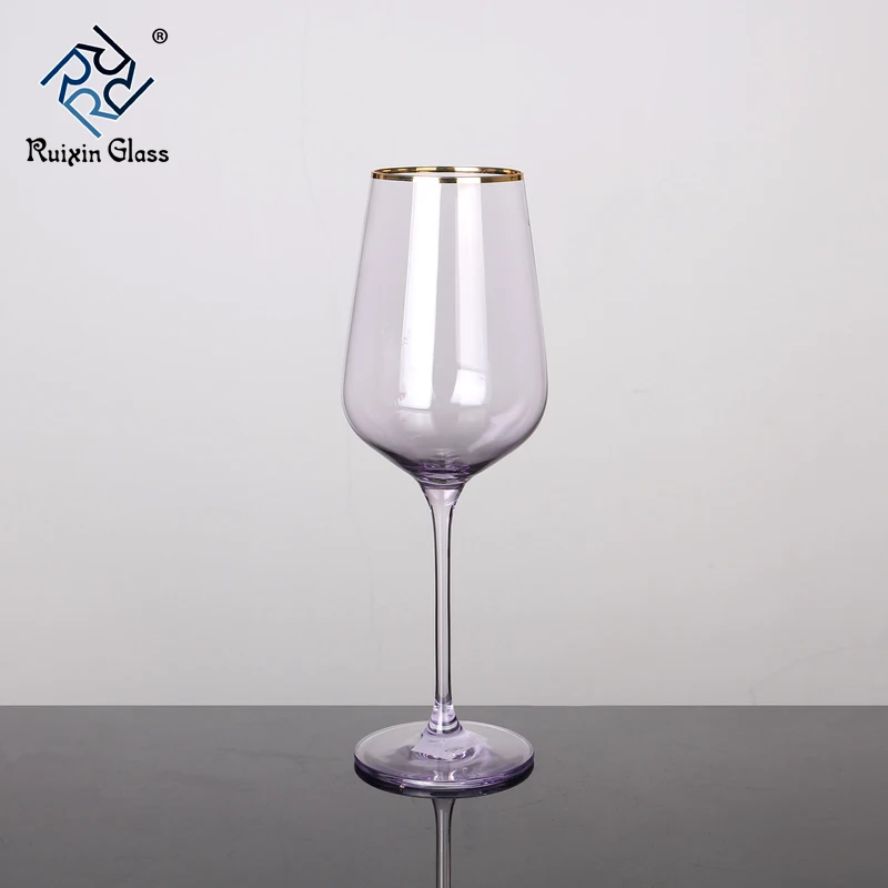 Large Capacity Lead Free Crystal Red Wine Glasses Gold Rim Colored Glass Goblets