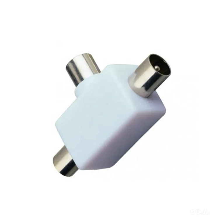 TV Coax Antenna Splitter Adapter 2 Way 9.5MM Socket 2x9.5MM Plugs for TV PAL ICE Aerial Cables