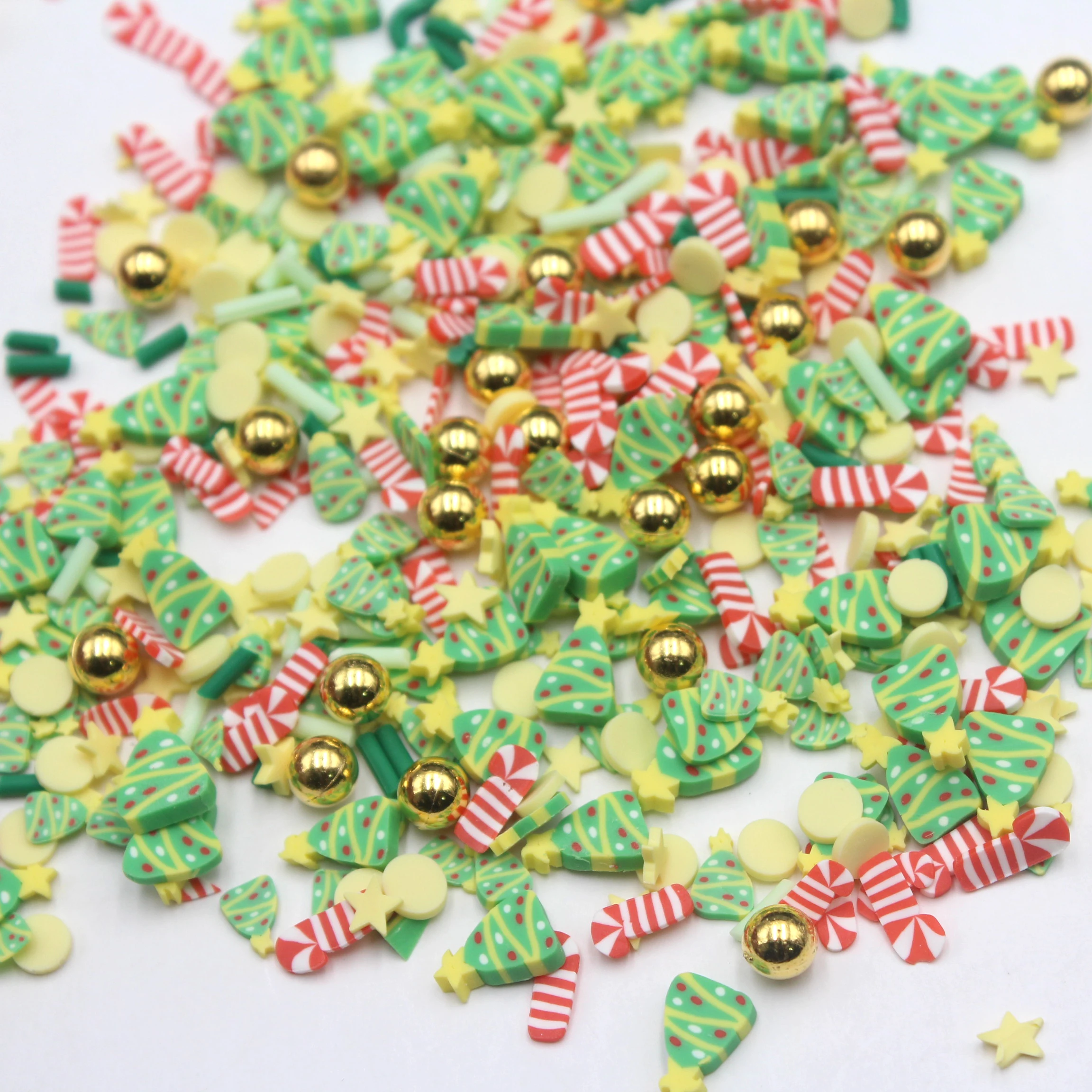 1KG/Bag Slime Accessories Clay Slices Christmas Themed Trees Crutch with Beads Mixture Sprinkles for DIY Crafts