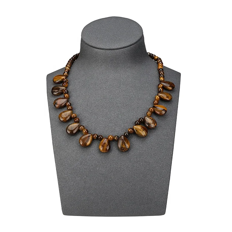 Natural Gemstone Drop Necklace Hand Craft Fine Gemstone Beads Necklace Jewelry For Woman Gifts