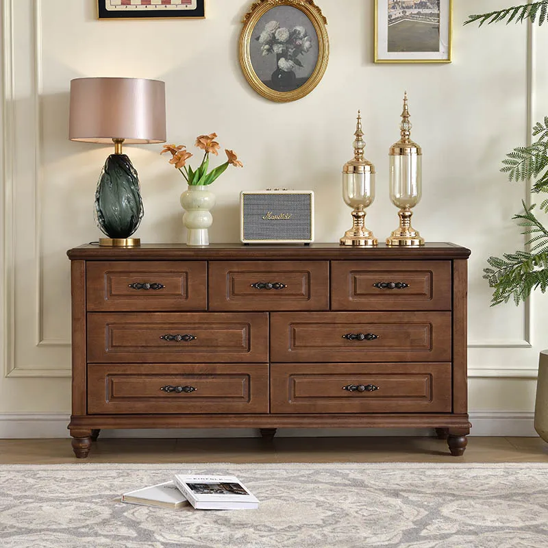Luxury high quality walnut mahogany oak ash rubber teak solid wood bedroom furniture 5 drawers 7 drawers 9 drawers chests