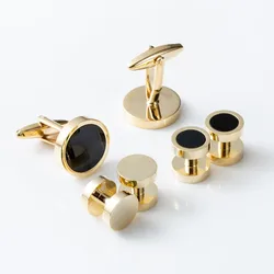 Набор Запонок и запонок в коробке, запонки для рубашки, медь, латунь, агат, ракушка, золотой подарок, набор запонок, набор запонок, классические аксессуары для смокинга