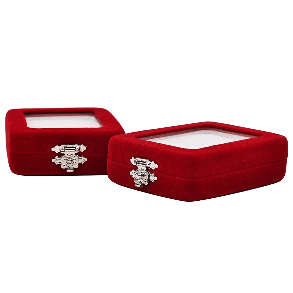 Jewelry Storage Case Clear Window Silver Lock Ring Earrings Gift Boxes Jewelry Display Necklace Jewelry Boxes