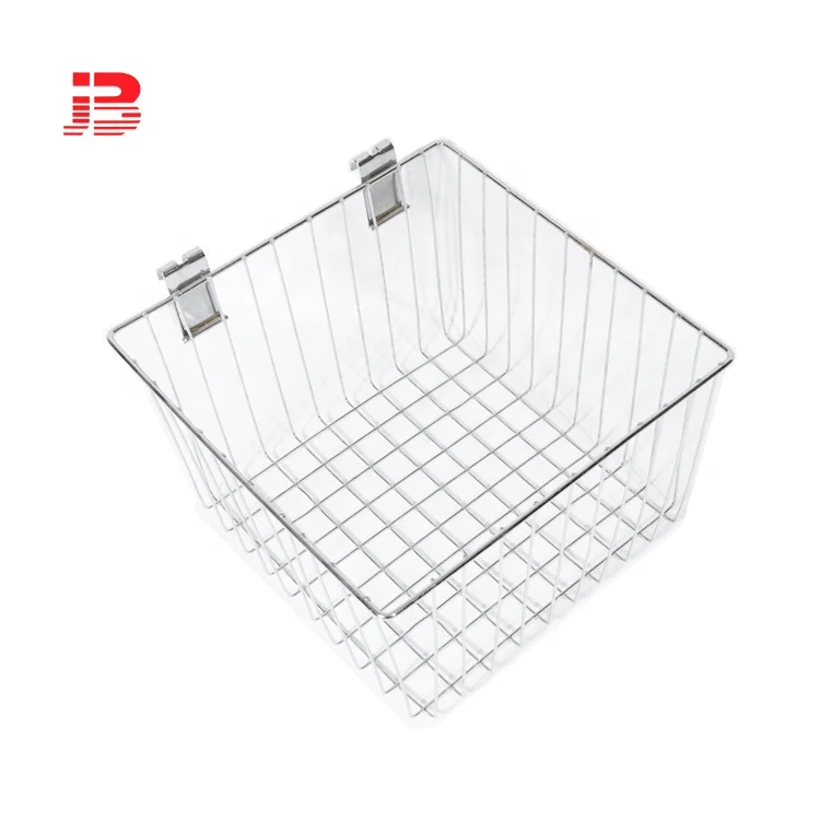  Jinbin Slatwall Metal Display Wire Mesh Storage Basket for