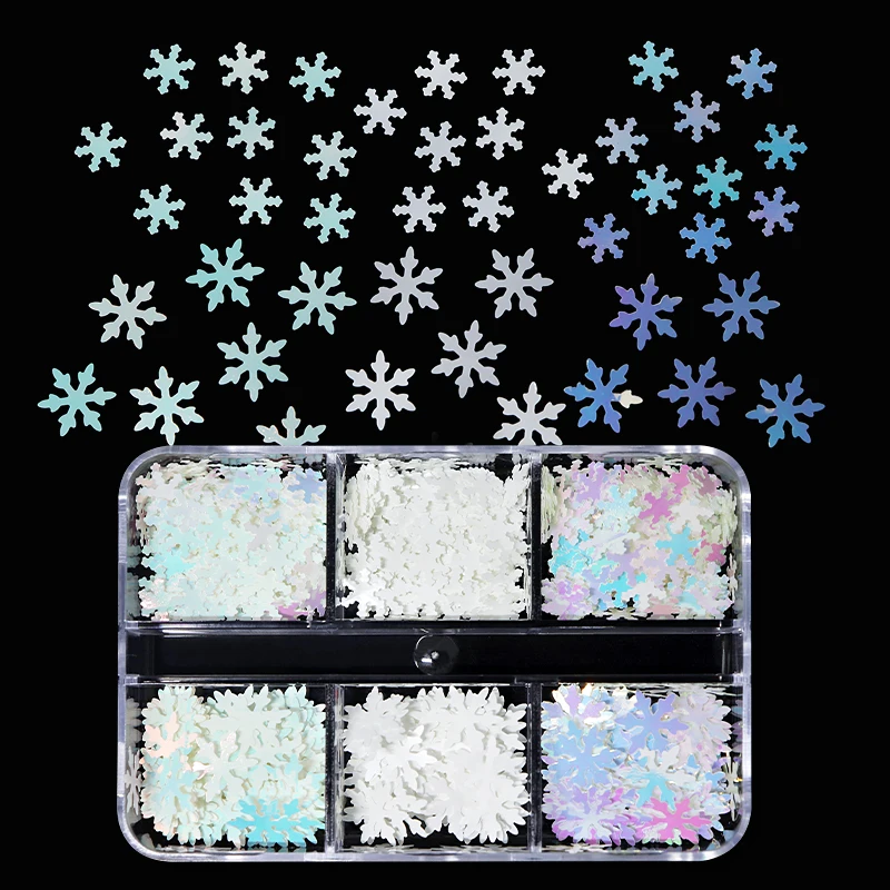 1set mixed Christmas Nail Art Sequins Decoration 3D Charms Snowflake Star Design Manicure Accessories Nail Supplies Professional