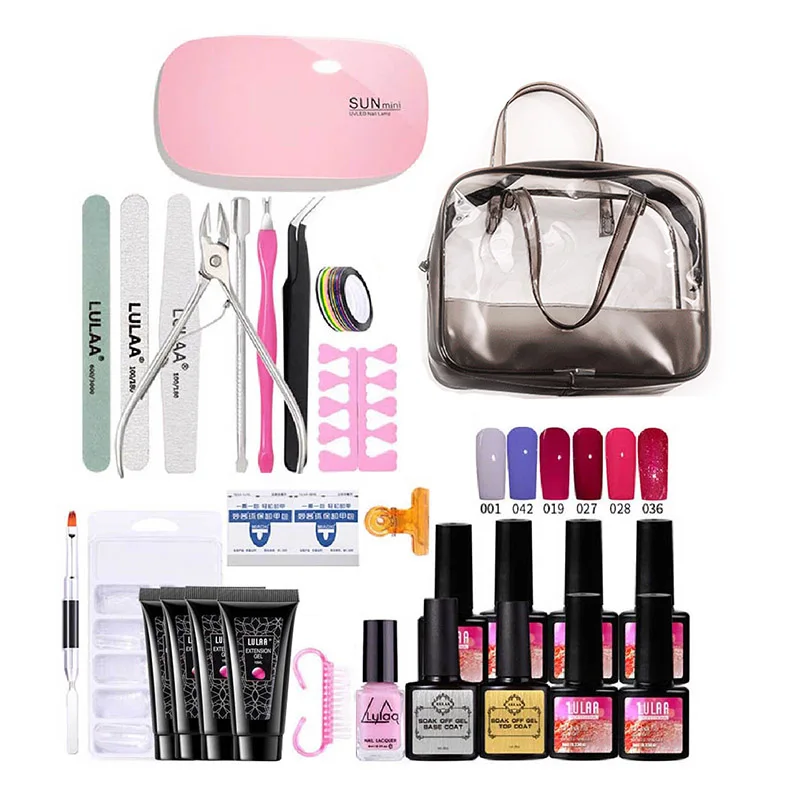 Professinal Kit for New Starter Painless Nail Art Full Kit Manicure Tools Set Acrylic UV Poly Gel Gel Polish Kit with Nail Lamp