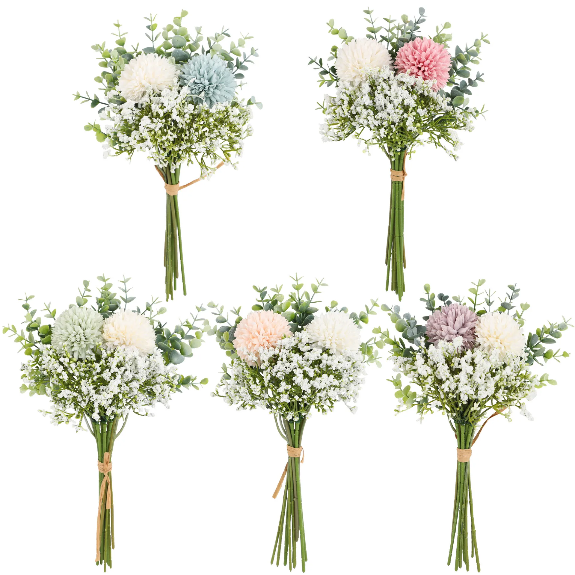 Bride Bridesmaid Wedding Bouquets Lifelike Artificial Hydrangea Baby Breath Bouquet