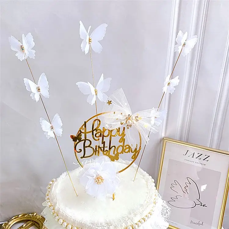 Hot Sale Decorations Kids Birthday Party Supplies Acrylic Butterfly Cake Topper