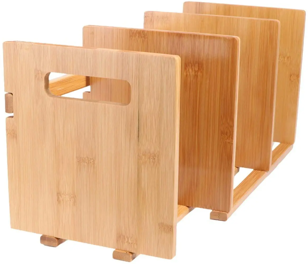 Bamboo Extension Book Rack Desktop Organizer Expandable Shelves Storage Desk Shelf (Wood