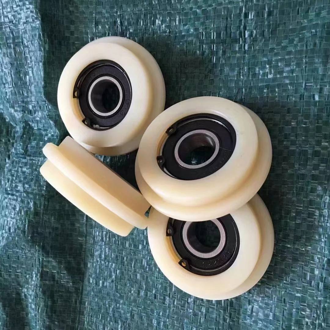 Custom Hard Plastic double flange Nylon wheels PP wheel Peek roller wheel