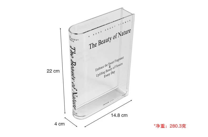 Customizable Home Decorative Clear Transparent Acrylic Book Flower Vase For Flower