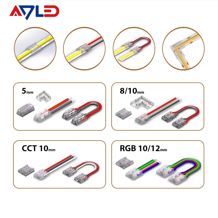 cob led strip corner connectors 5mm 8mm 10mm 12mm 2 3 4 pin cob led strip connector