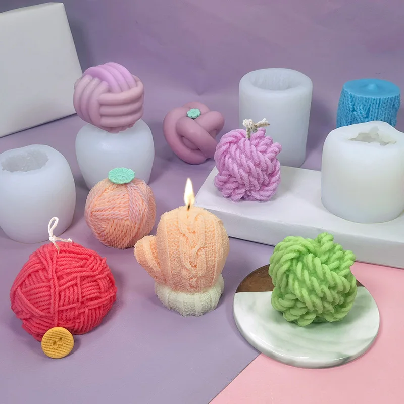 Ball of Yarn Silicone Resin Molds DIY Sweaters Gloves Cactus Shape Baking Cake Decorating Tools Soap Candle Molds