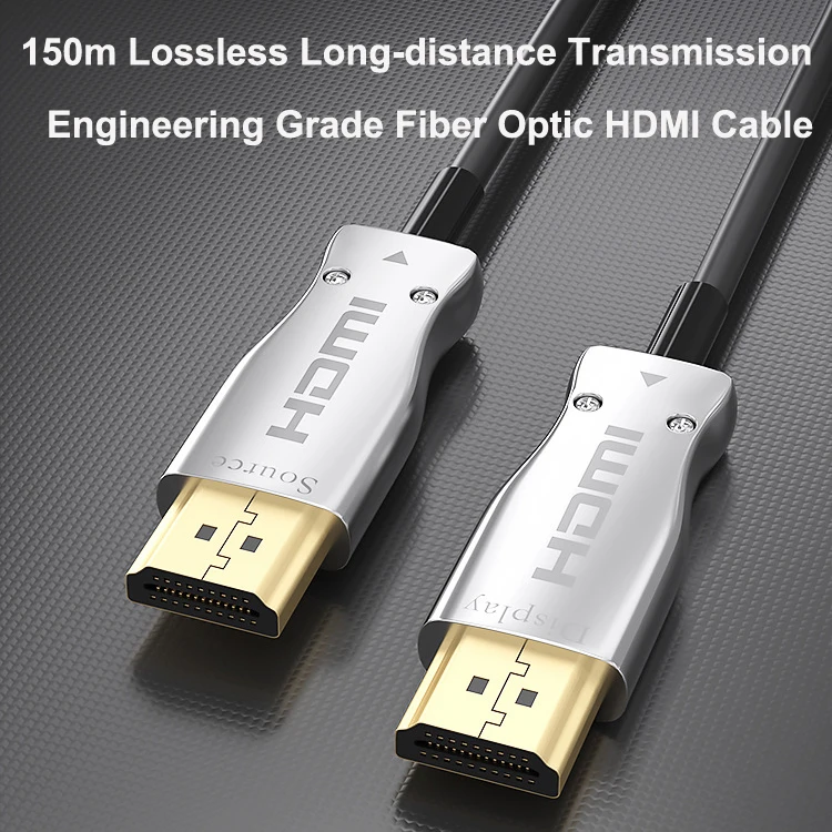 Factory Sale HDMI AOC Cable Armoured Tape 8K 60Hz Active Optical Fiber 48GBPS 50M 100 Meter Gold Plated HDMI Cable
