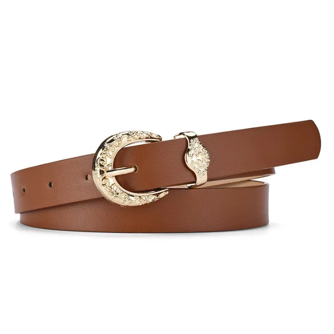 2024 New Engraved Pin Buckle PU Leather Belt For Women