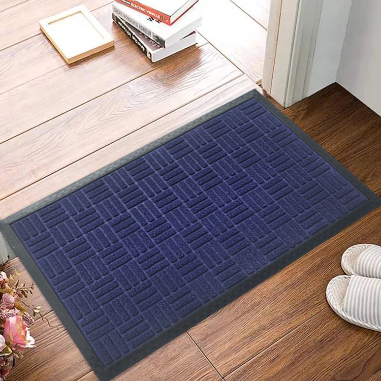 Embossed Velour Polyester Floor Mat Rubber Doormat