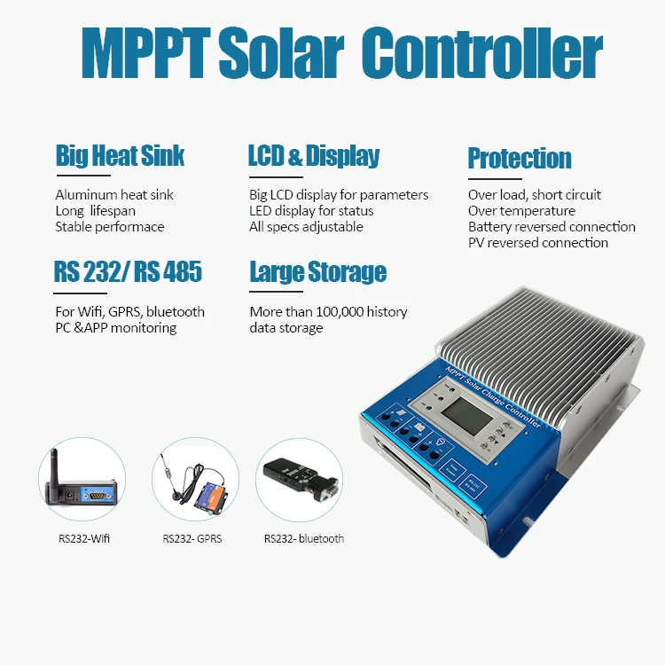 
12V/24V AUTO 60A MPPT solar charger controller for 1600W soalr panels charge 