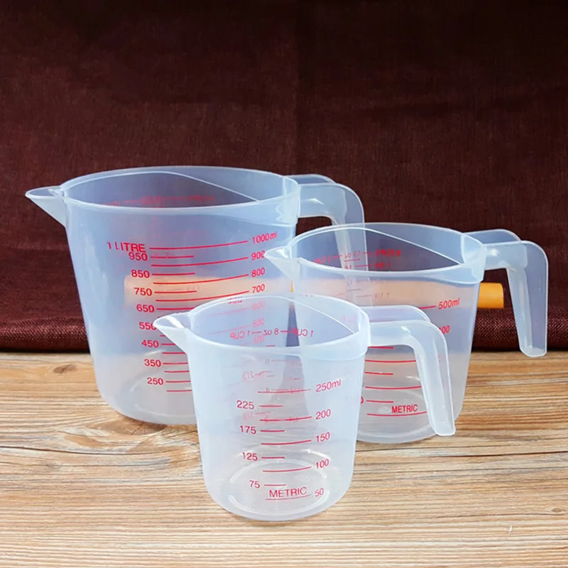 Plastic Transparent Measuring Cup With Graduated Jug Pour Spout Surface Kitchen Baking Measuring Cups 250/500/1000ML
