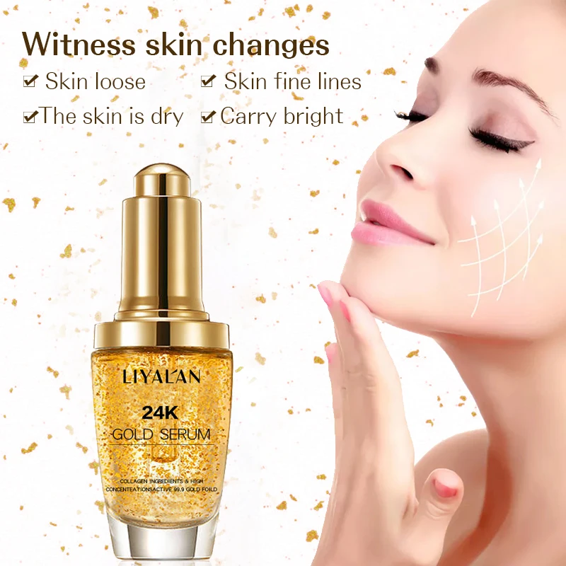 Private Label Vegan Organic Hyaluronic vitamin c Eye Serum Anti Wrinkle 24K Gold Collagen Skin Care Serum Facial