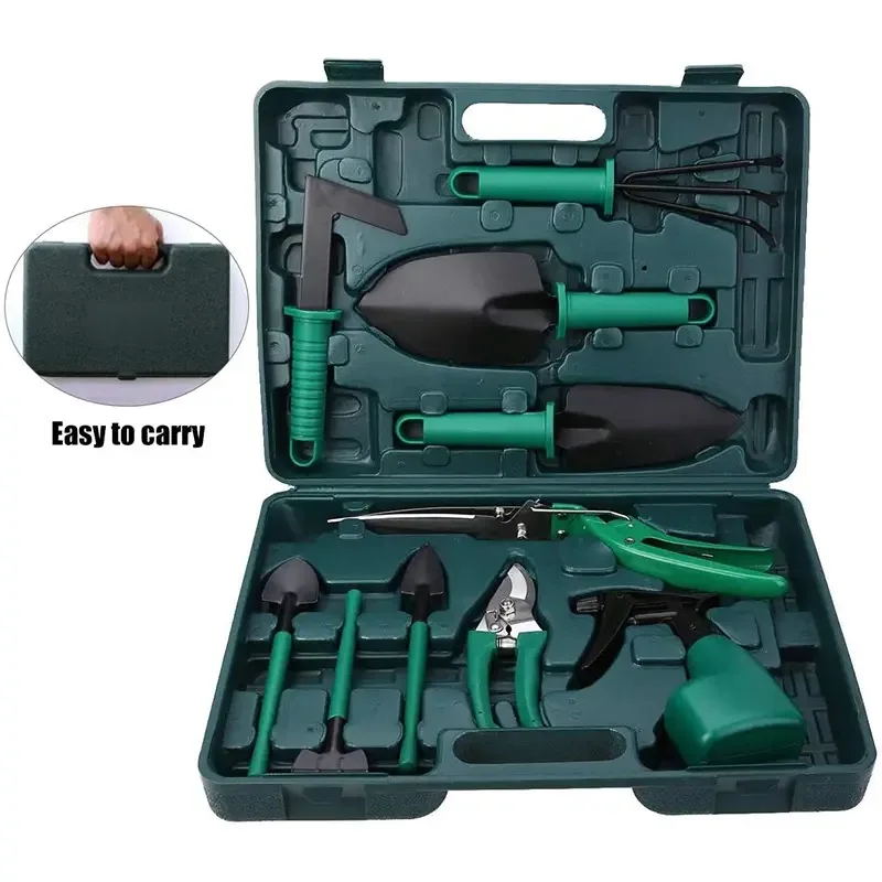 Customized Portable Garden hand Tools Set Gardening Tools for Home useful green Garden Tool Set With Carrying Case