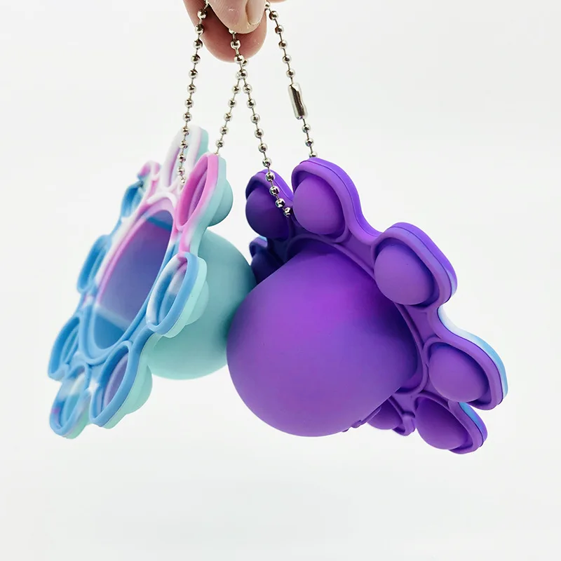 Autism Stress Relief Simple Dimple Double-Sided Mini Cute Reversible Flip Octopus Keychain Pop Press Bubble Popper Fidgets Toy
