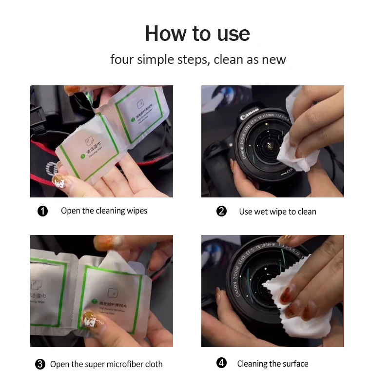 Popular OEM custom logo disposable individual camera cleaning lens wipes for glasses