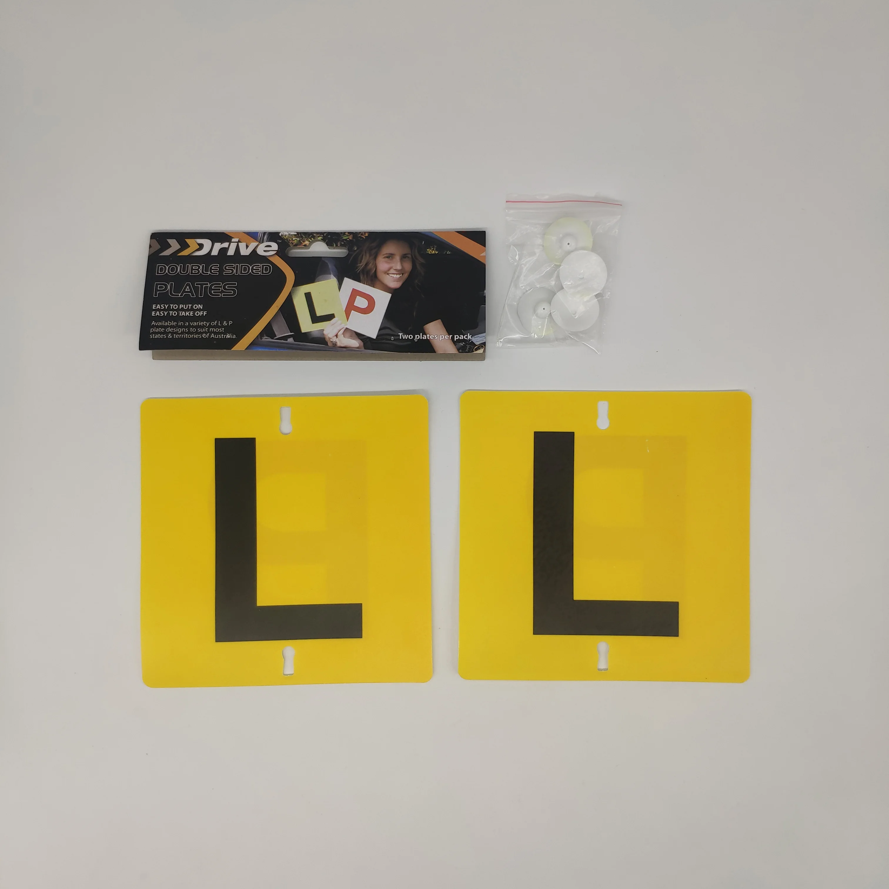 PVC LP plates 2 packs, learner plates extra strong stick on car for new learner drivers double sides
