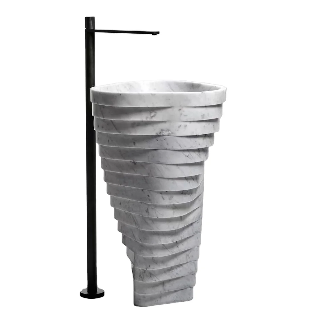 100% natural white marble Bathroom sink white round cultured marble basin