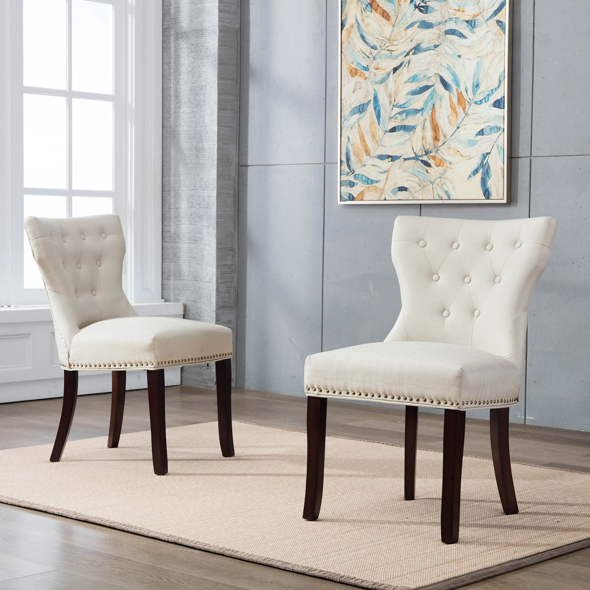 Hot Sale Modern Luxury Home Furniture Dinning Room Chairs with Curved Wing Back Big Size Comedor Dining Chair