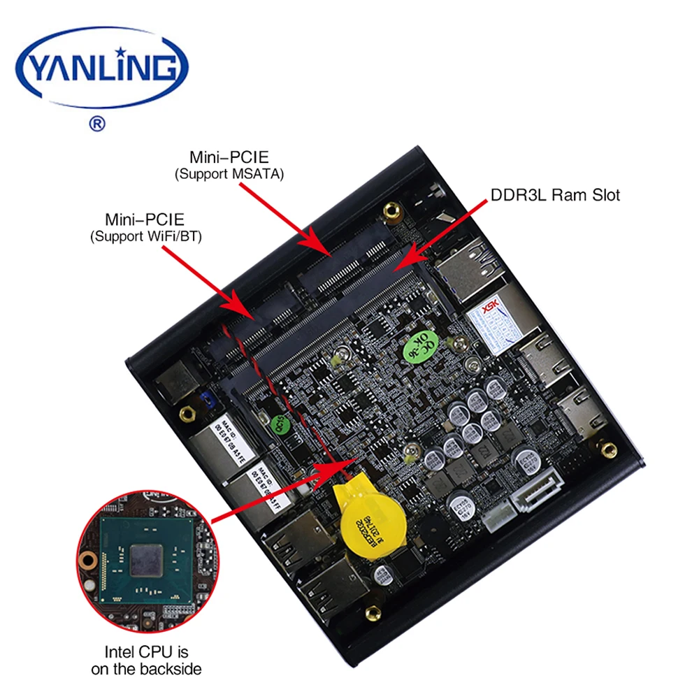 новейшее компьютерное оборудование Intel J3060 Dual Lan безвентиляторный мини ПК настольный Тип с 6 USB для домашнего кинотеатра