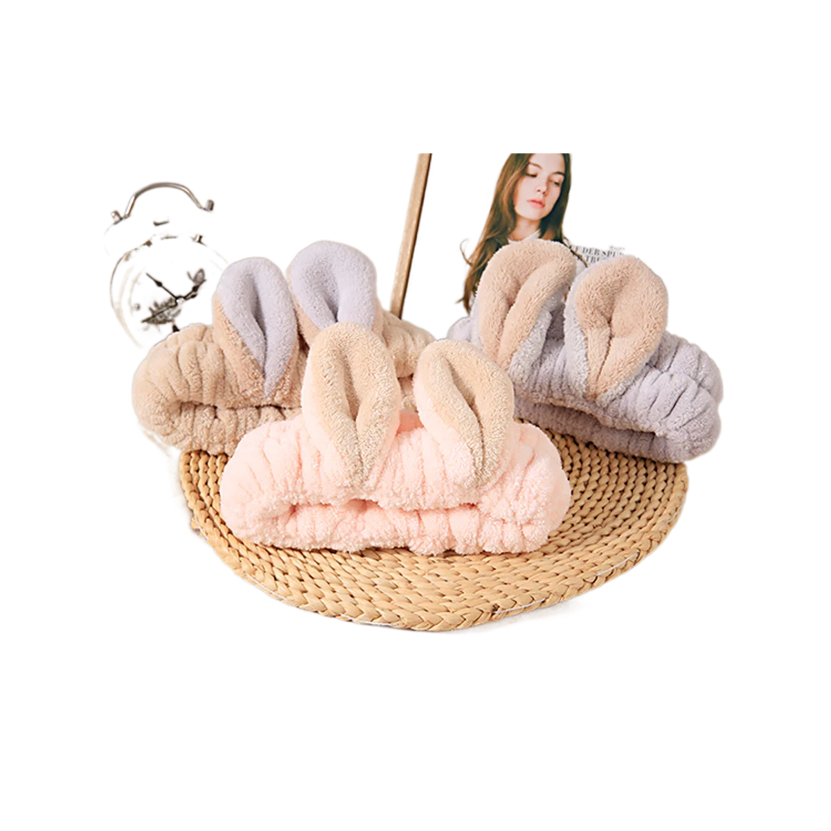 Wash Face Hair Holder Hairbands Soft Warm Coral Fleece Bow Animal Ears Headband For Girls