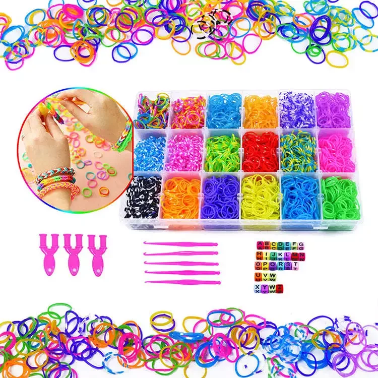 Цветной ткацкий станок Резиновая лента ручной работы Развивающие детские игрушки набор для самостоятельного изготовления ткацких лент браслета 24