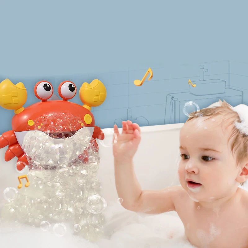 2024 Hot Sell Toddler Shower Time Foam Soap Maker Bubble Machine Crab Baby Bath Toy for Bathtub