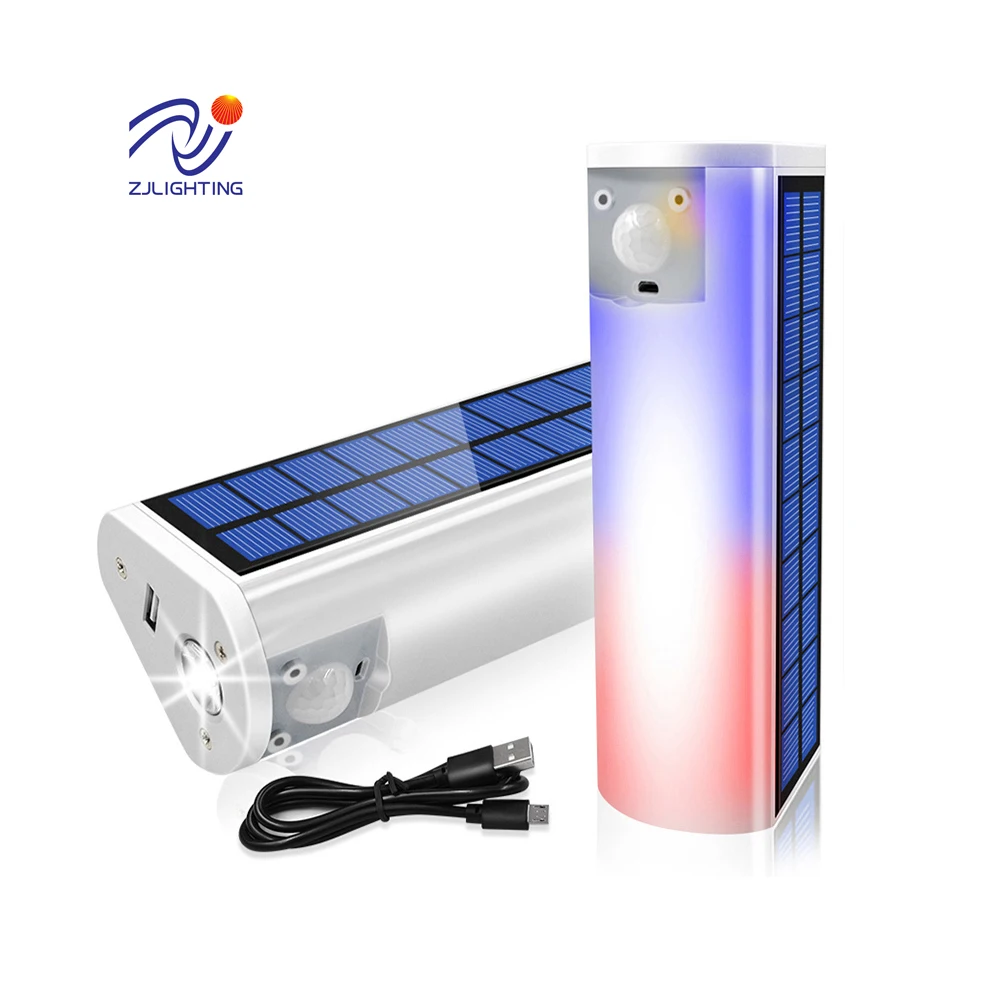 
solar power usb rechargeable Emergency Motion sensor led flashlights Portable solar camping light 