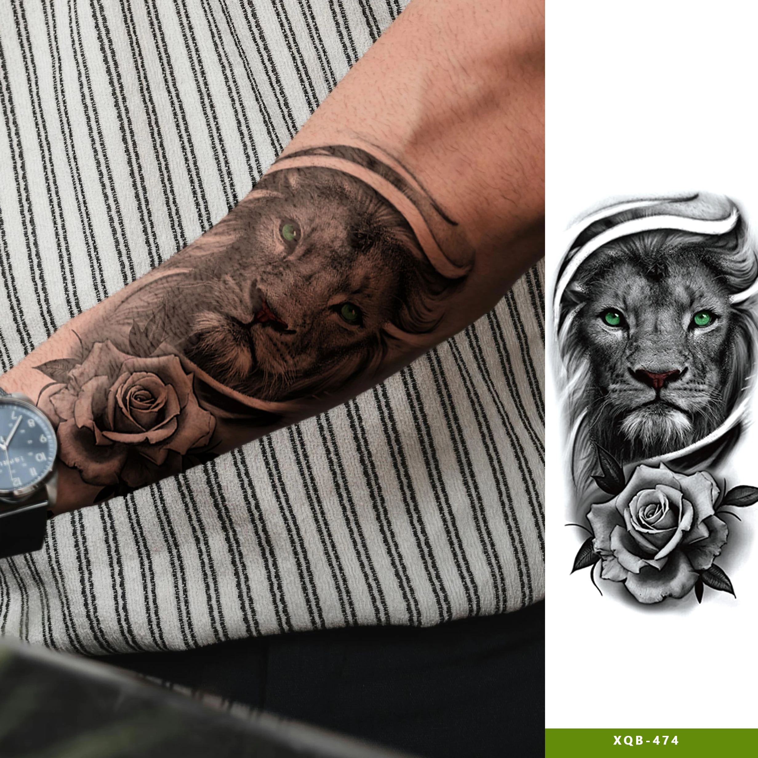 Selling Waterproof Sexy Adult Body Tattoo Sticker Lion Temporary Tattoos For Men