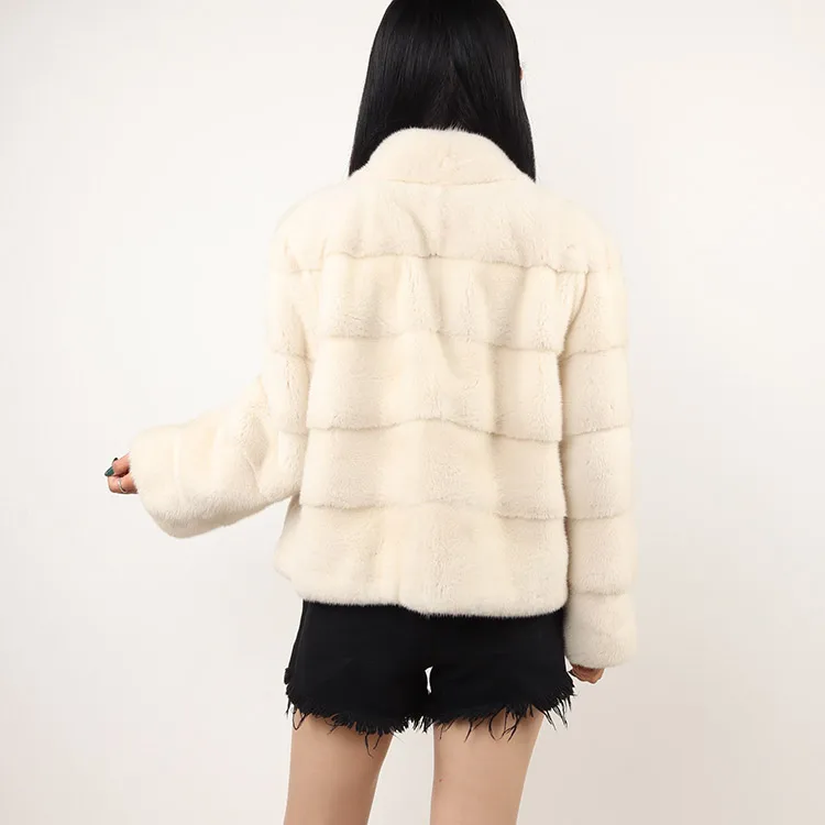 winter mink fur coat natural white color genuine mink fur coat women